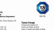 ÉMI-TÜV SÜD_OHSAS Lead Auditor_business card_Tamas Farago